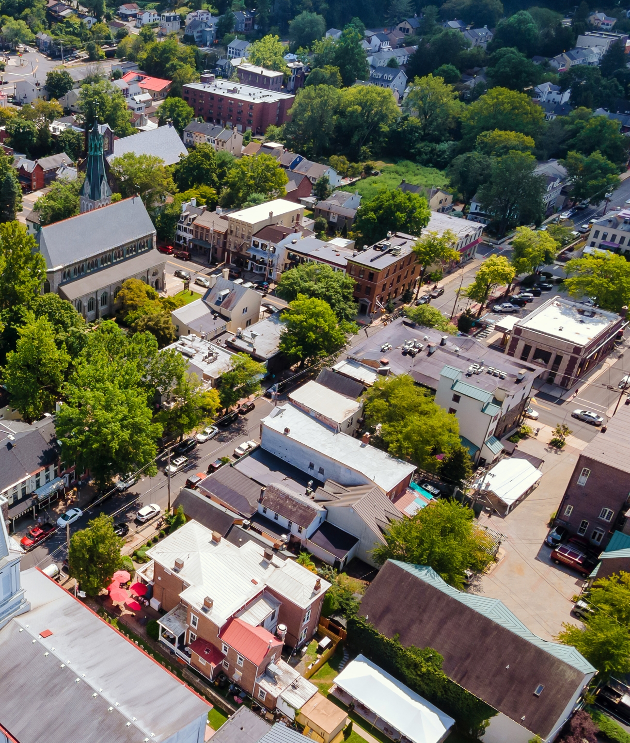 aerial view of downtown area